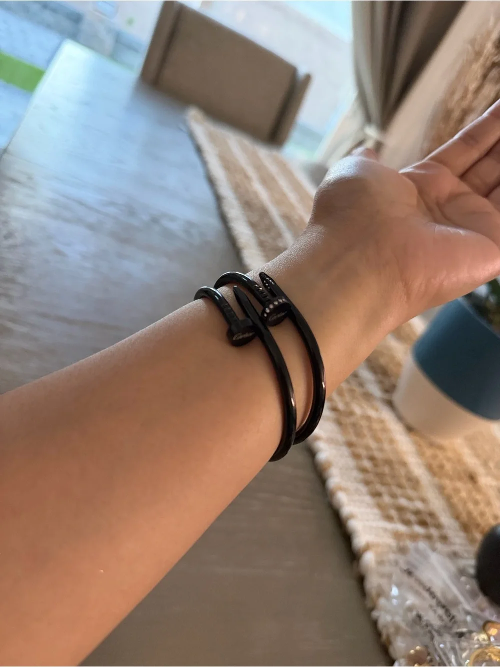 Black Nail-Head Cuff Bangle - Women Accessories $40 per item
